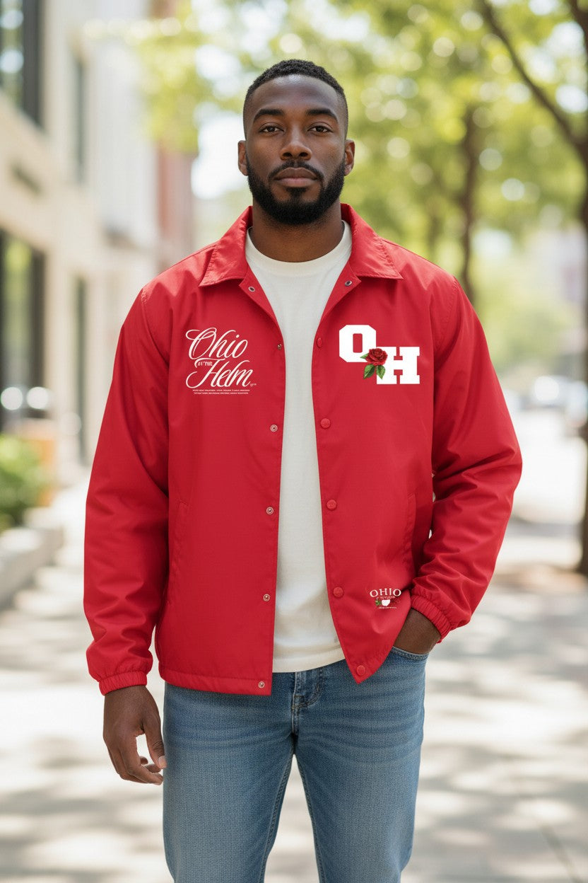 ジャケット・アウター OILMARK Cotton Jersey Coach Jacket Coach Jacket Signature - Red – Ohio At The Helm