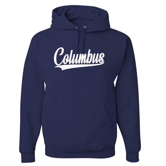 NEW!  Columbus Script Hoodie - Navy Blue
